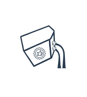 illustration of box with thumbs up