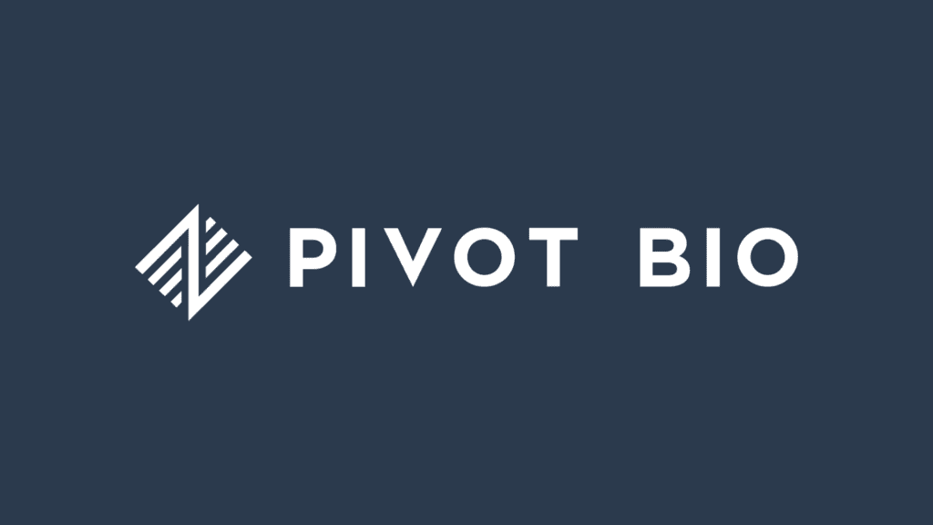 Pivot Bio logo on blue background