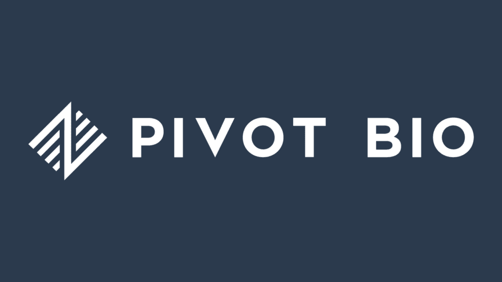 pivot bio logo white on blue background