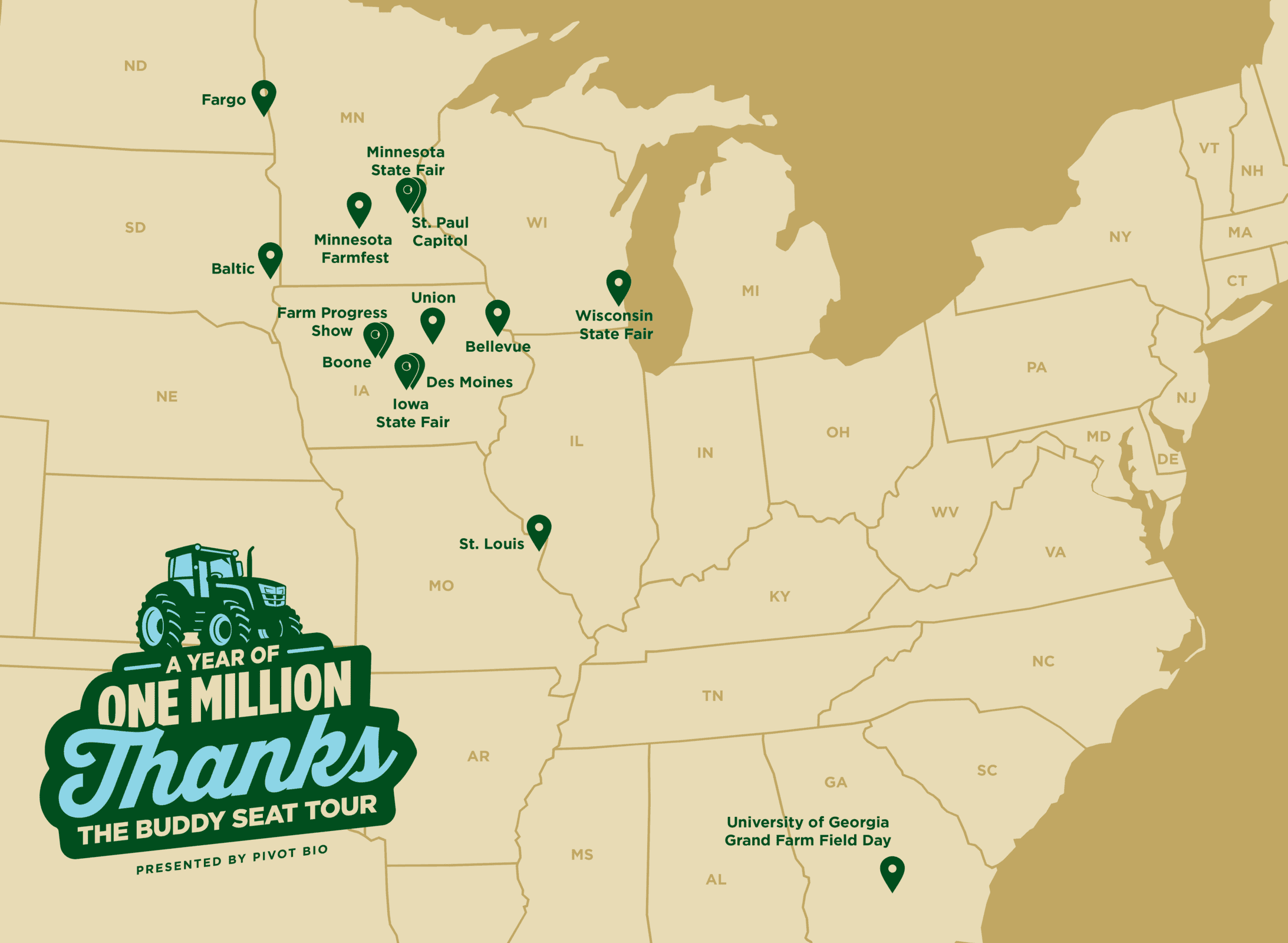 map of Buddy Seat Tour stops